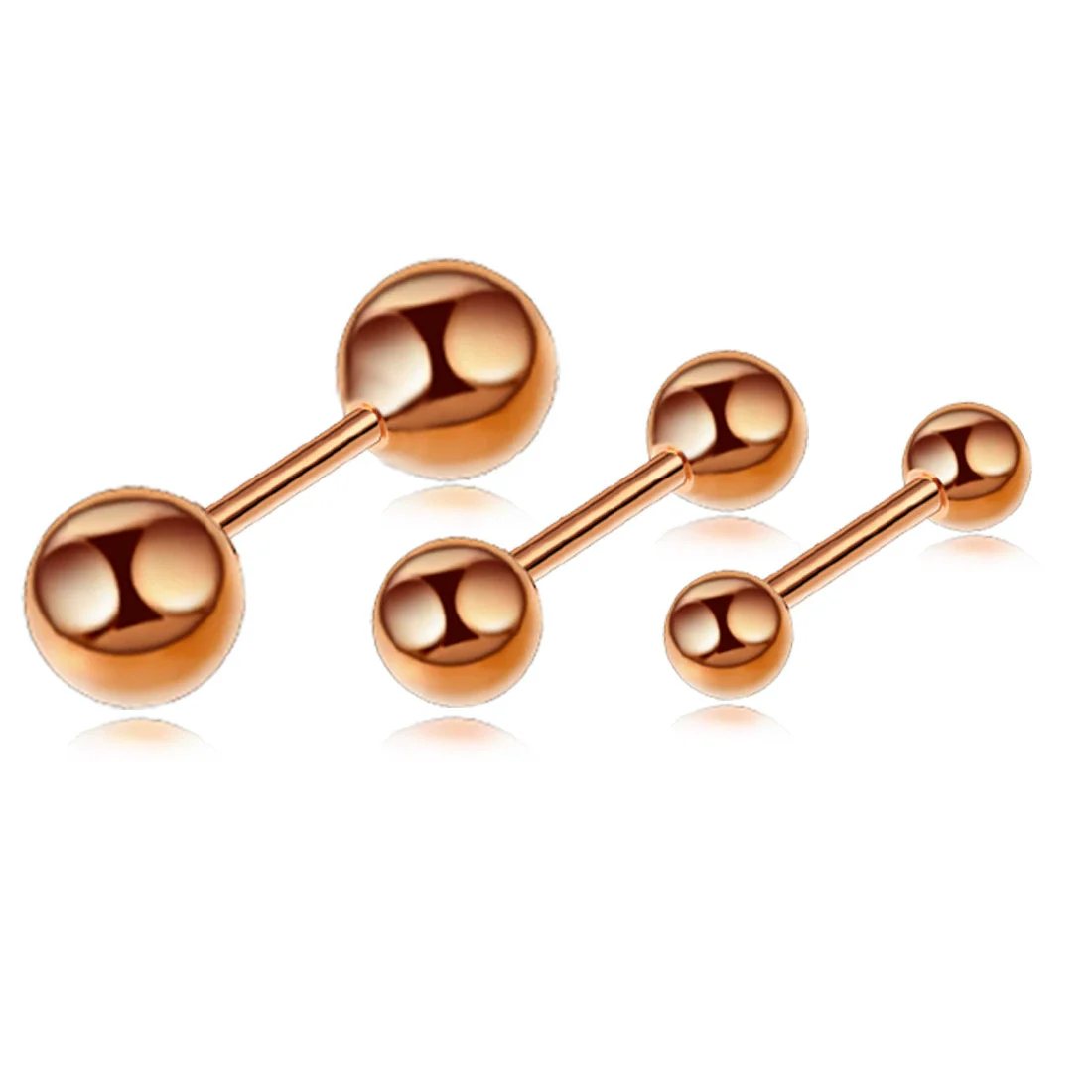 Wholesale Stainless Steel Geometric Dumbbell Double Ball Electroplated Earrings For Men And Women - Image 3