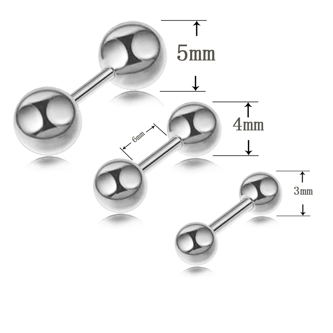Wholesale Stainless Steel Geometric Dumbbell Double Ball Electroplated Earrings For Men And Women - Image 5