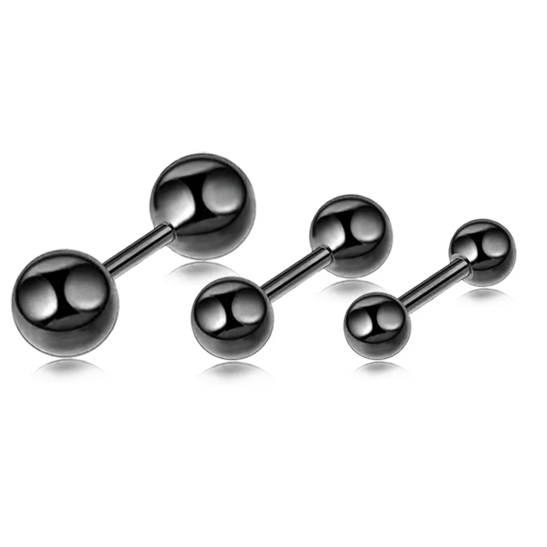 Wholesale Stainless Steel Geometric Dumbbell Double Ball Electroplated Earrings For Men And Women - Image 7