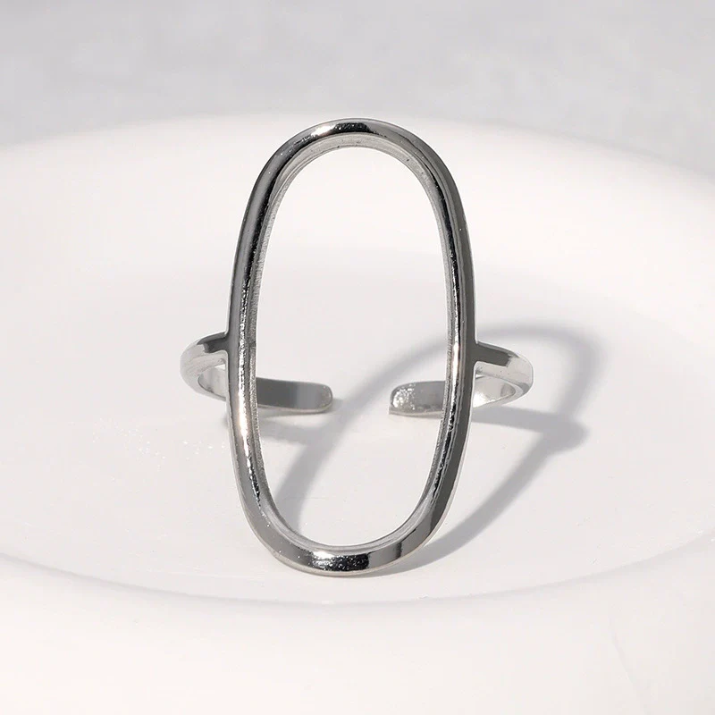 Wholesale Stainless Steel Geometric Electroplated Open Ring Hand Jewelry For Women - Image 3