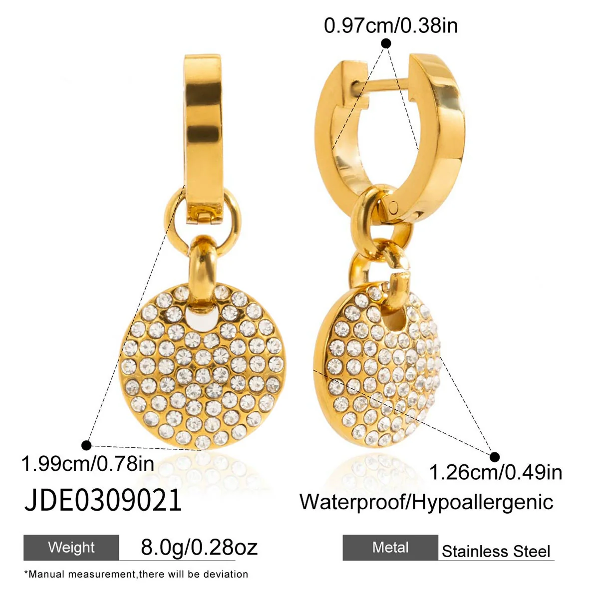 Wholesale Stainless Steel Geometric Electroplated Round Pendant Earrings For Women - Image 6