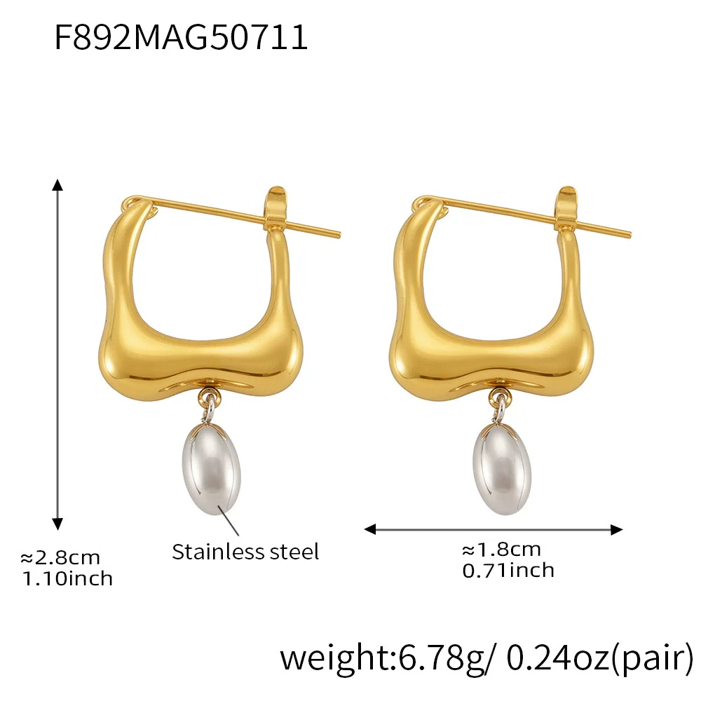 Wholesale Stainless Steel Geometric Ferris Wheel Irregular Ushaped Water Drop Electroplated Earrings For Women - Image 5