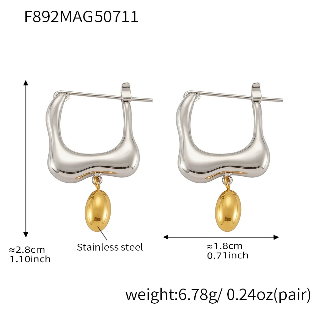 Wholesale Stainless Steel Geometric Ferris Wheel Irregular Ushaped Water Drop Electroplated Earrings For Women - Image 6