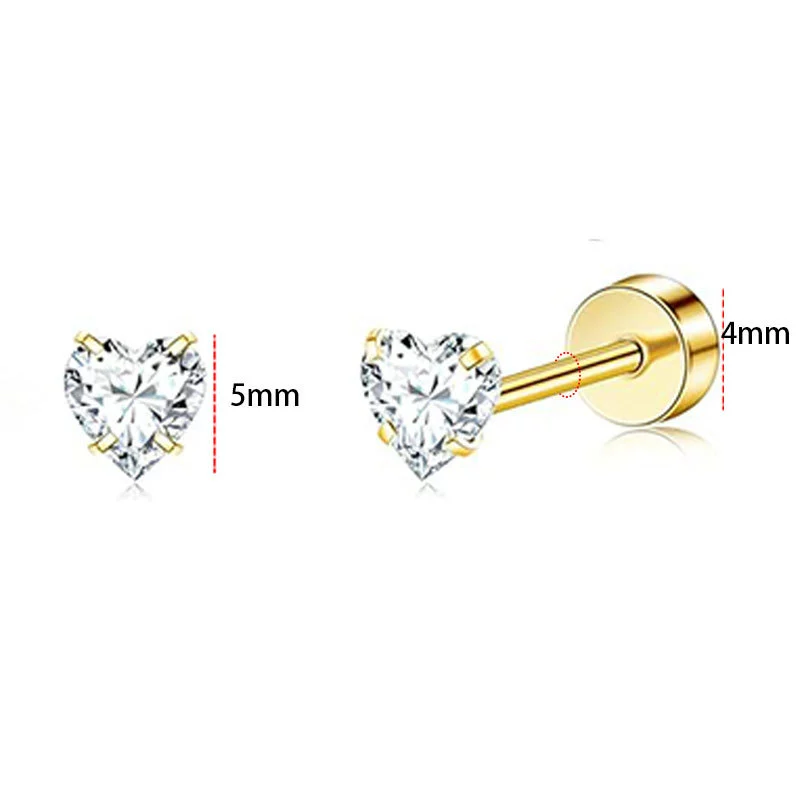 Wholesale Stainless Steel Geometric Heartshaped Electroplated Zircon Unisex Earrings - Image 12