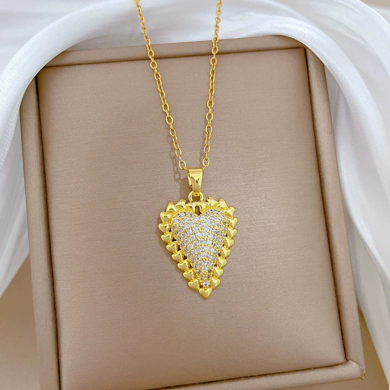 Wholesale Stainless Steel Geometric Hollow Love Pendant Necklace Unisex Cartoon Minimalist Style - Image 3