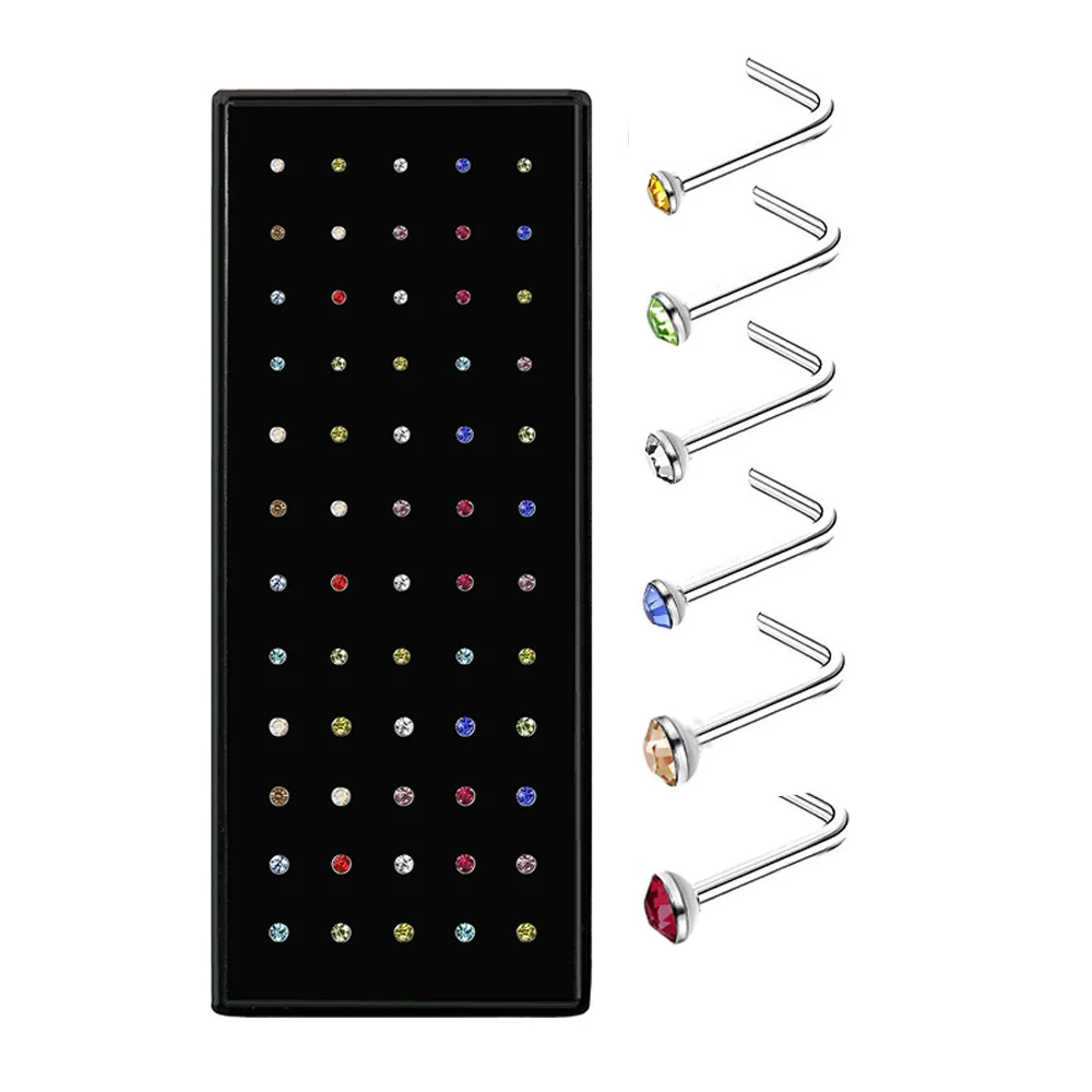 Wholesale Stainless Steel Geometric Ltype Nose Ring Set With Diamonds Puncture Jewelry Unisex - Image 11