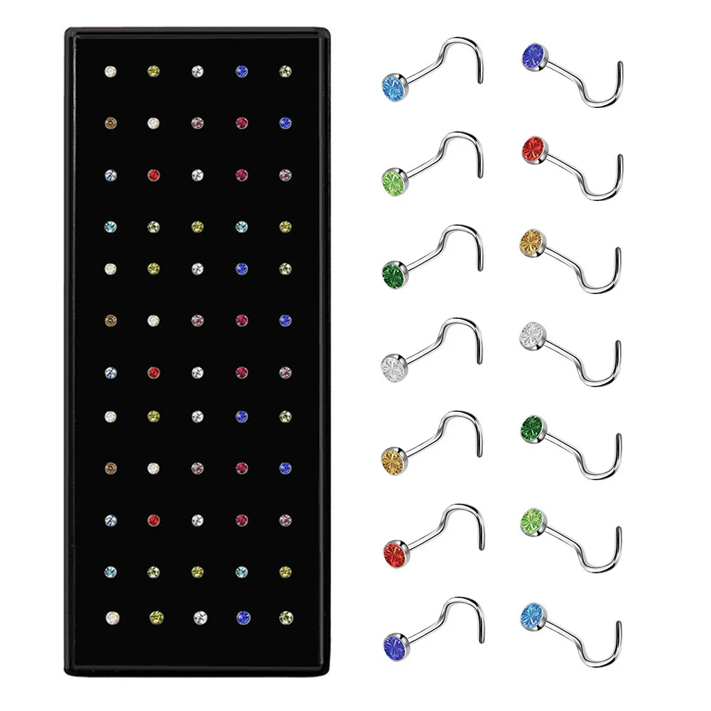 Wholesale Stainless Steel Geometric Ltype Nose Ring Set With Diamonds Puncture Jewelry Unisex - Image 13