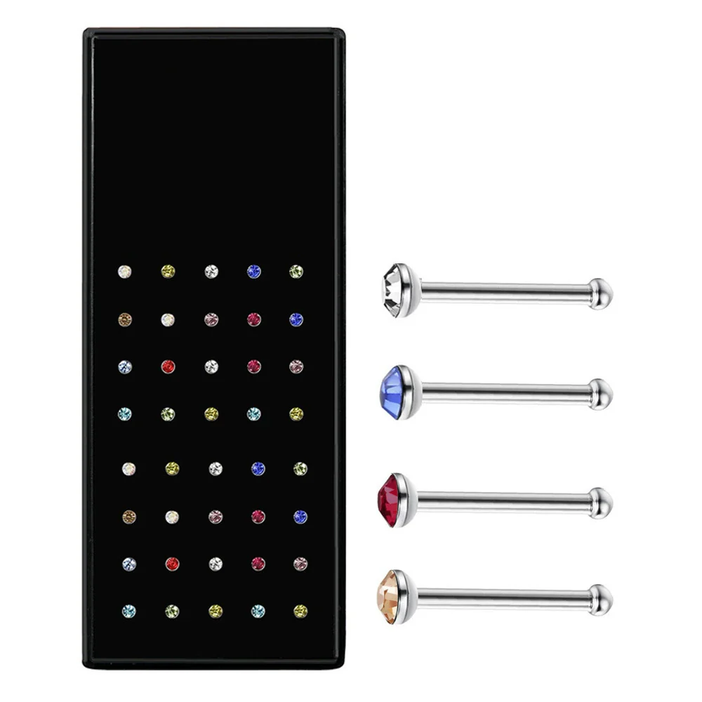 Wholesale Stainless Steel Geometric Ltype Nose Ring Set With Diamonds Puncture Jewelry Unisex - Image 17