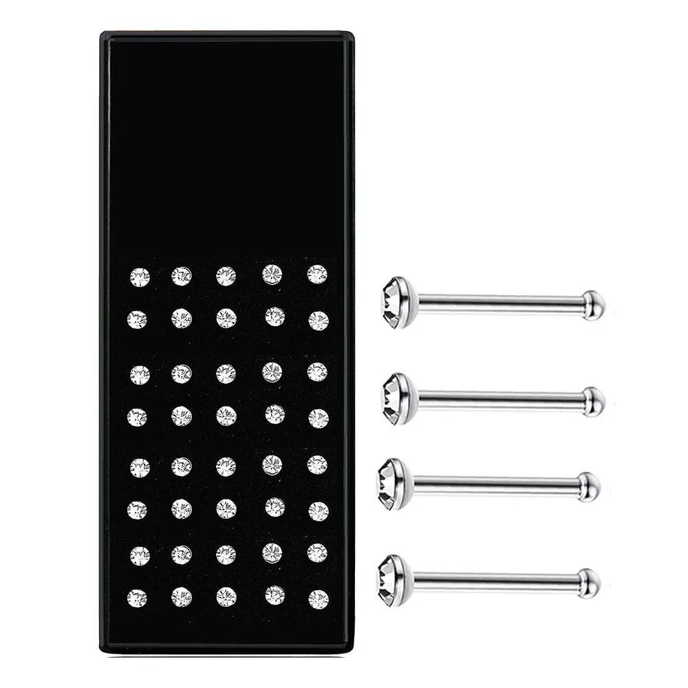 Wholesale Stainless Steel Geometric Ltype Nose Ring Set With Diamonds Puncture Jewelry Unisex - Image 18