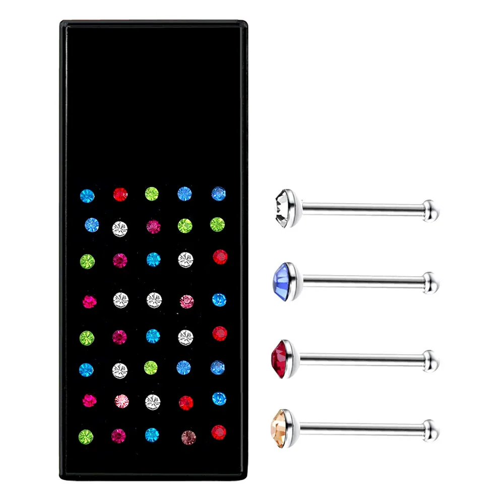 Wholesale Stainless Steel Geometric Ltype Nose Ring Set With Diamonds Puncture Jewelry Unisex - Image 19
