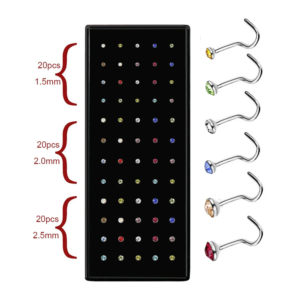 Wholesale Stainless Steel Geometric Ltype Nose Ring Set With Diamonds Puncture Jewelry Unisex - Image 21