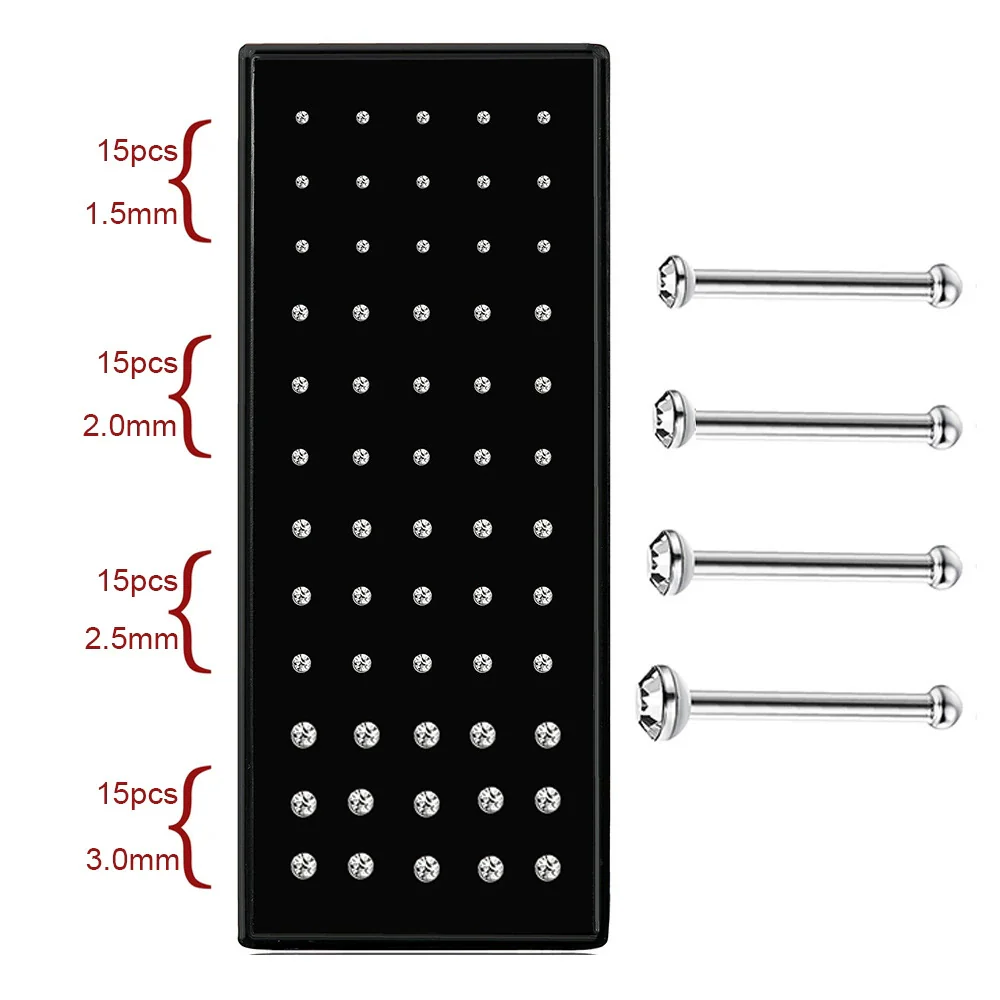 Wholesale Stainless Steel Geometric Ltype Nose Ring Set With Diamonds Puncture Jewelry Unisex - Image 22