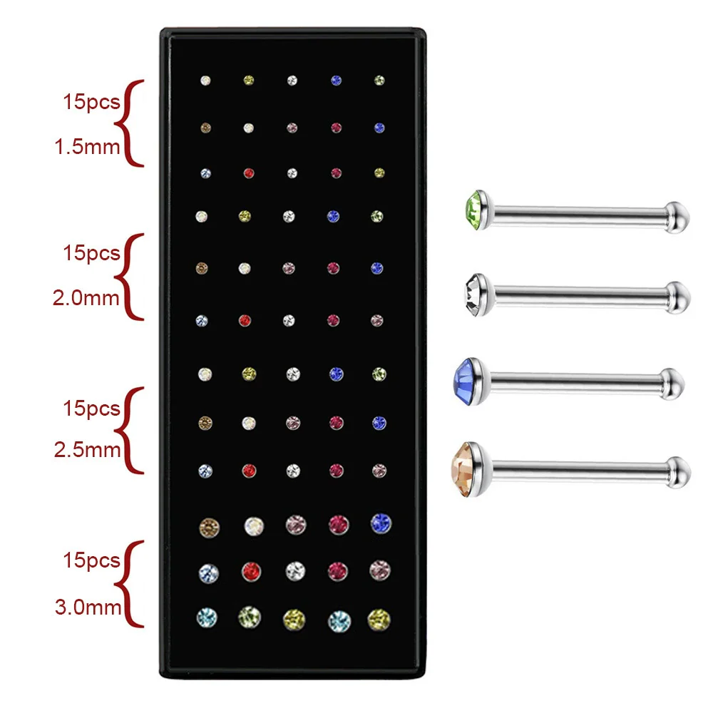 Wholesale Stainless Steel Geometric Ltype Nose Ring Set With Diamonds Puncture Jewelry Unisex - Image 23