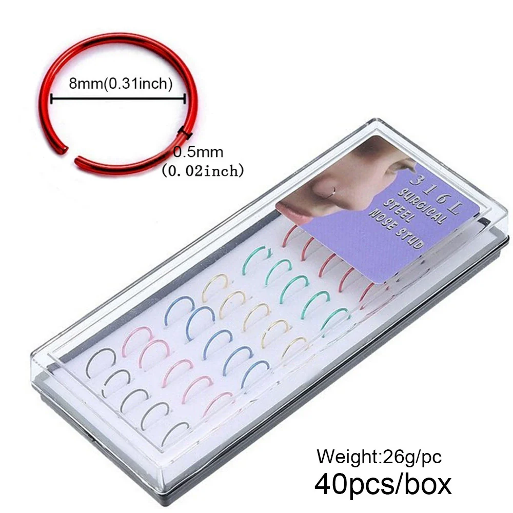 Wholesale Stainless Steel Geometric Ltype Nose Ring Set With Diamonds Puncture Jewelry Unisex - Image 30
