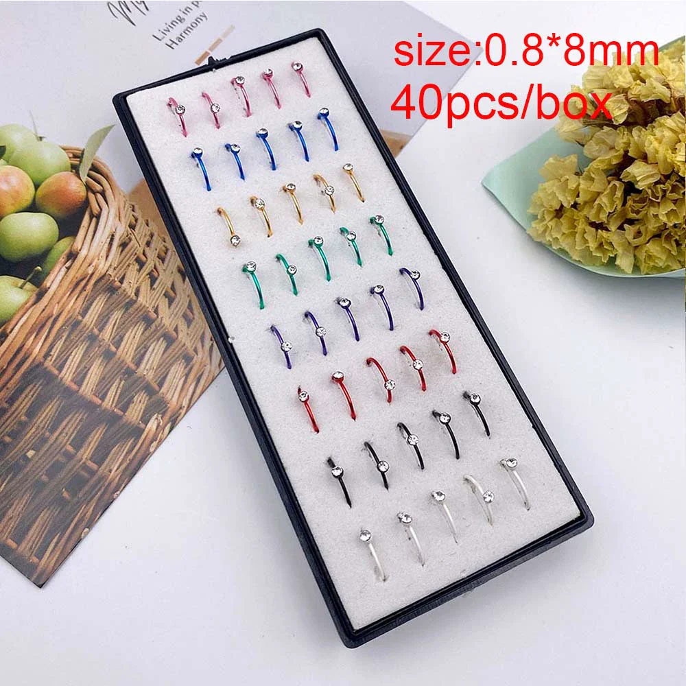 Wholesale Stainless Steel Geometric Ltype Nose Ring Set With Diamonds Puncture Jewelry Unisex - Image 34