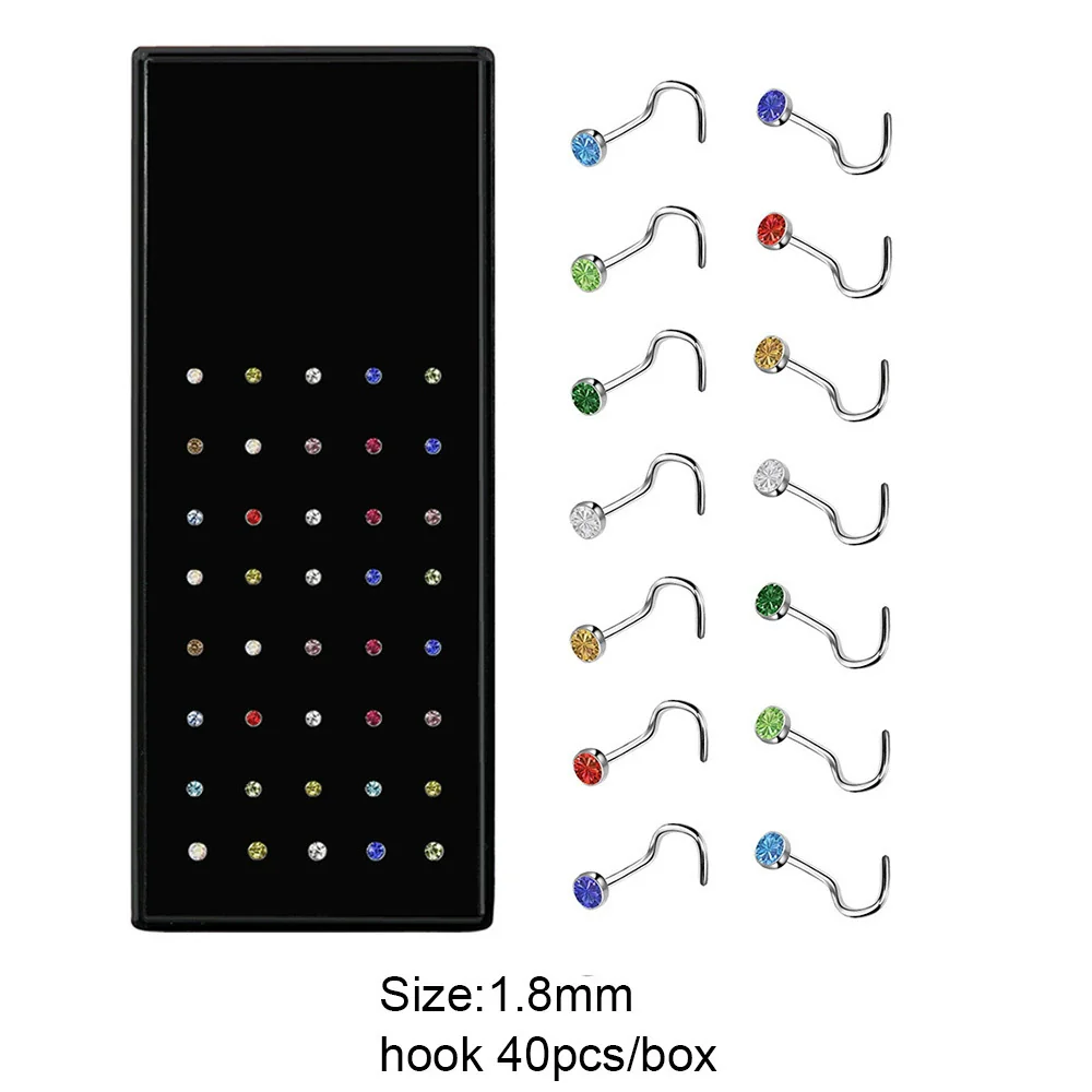 Wholesale Stainless Steel Geometric Ltype Nose Ring Set With Diamonds Puncture Jewelry Unisex - Image 38