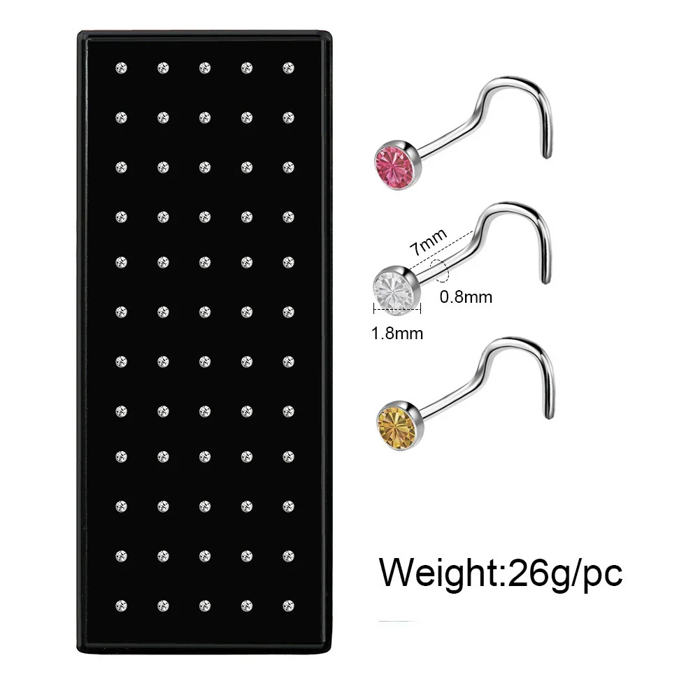 Wholesale Stainless Steel Geometric Ltype Nose Ring Set With Diamonds Puncture Jewelry Unisex - Image 5