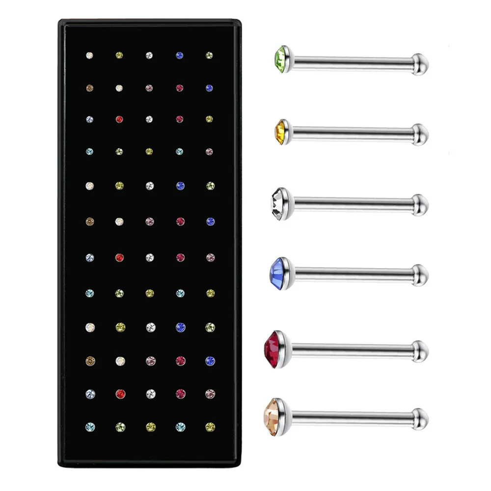 Wholesale Stainless Steel Geometric Ltype Nose Ring Set With Diamonds Puncture Jewelry Unisex - Image 9