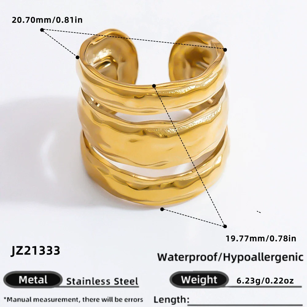 Wholesale Stainless Steel Geometric Multi Layer Irregular Plated Ring For Women - Image 6