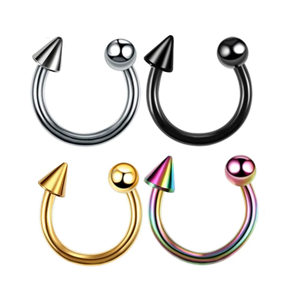 Wholesale Stainless Steel Geometric Nose Ring And Eyebrow Nail Piercing Jewelry Set Electroplated Unisex - Image 15