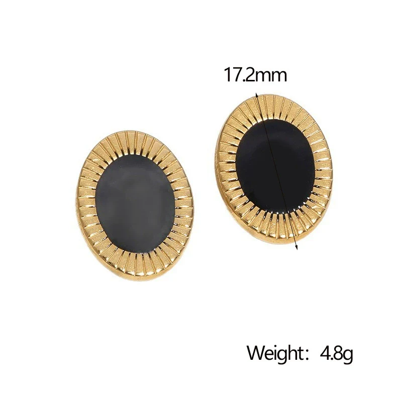 Wholesale Stainless Steel Geometric Oil Drop Electroplated 18K Gold Nonfading Earrings For Women In Classic Retro Minimalist Style - Image 7