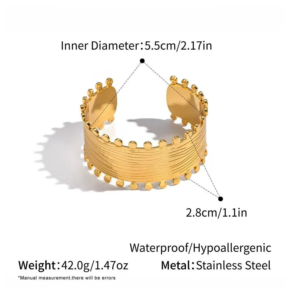 Wholesale Stainless Steel Geometric Open Bracelet With Hydraulic Pressure Design Retro Personality Light Luxury Jewelry - Image 6