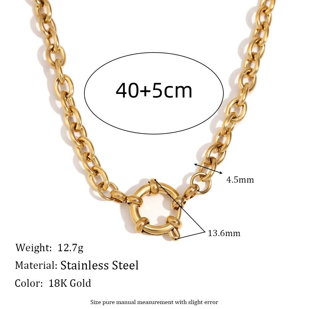 Wholesale Stainless Steel Geometric Pendant Necklace With Adjustable Chain Furnace Vacuum Electroplated 18K Gold Color Retention Unisex - Image 30