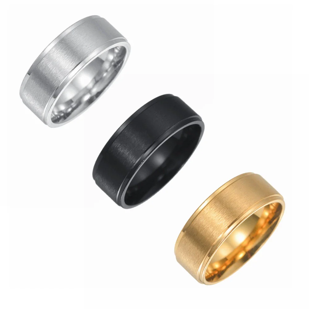 Wholesale Stainless Steel Geometric Ring Matte Black Plated Unisex - Image 5