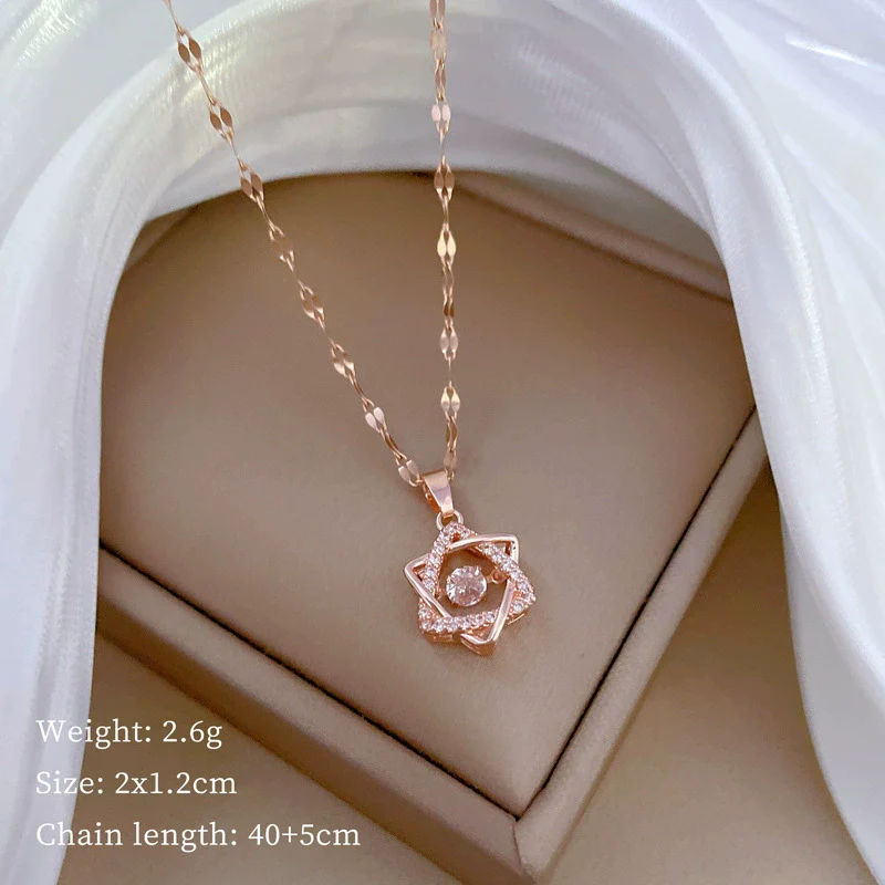 Wholesale Stainless Steel Geometric Sixpointed Star Diamond Necklace For Women And Men Light Luxury Minimalist Style - Image 7