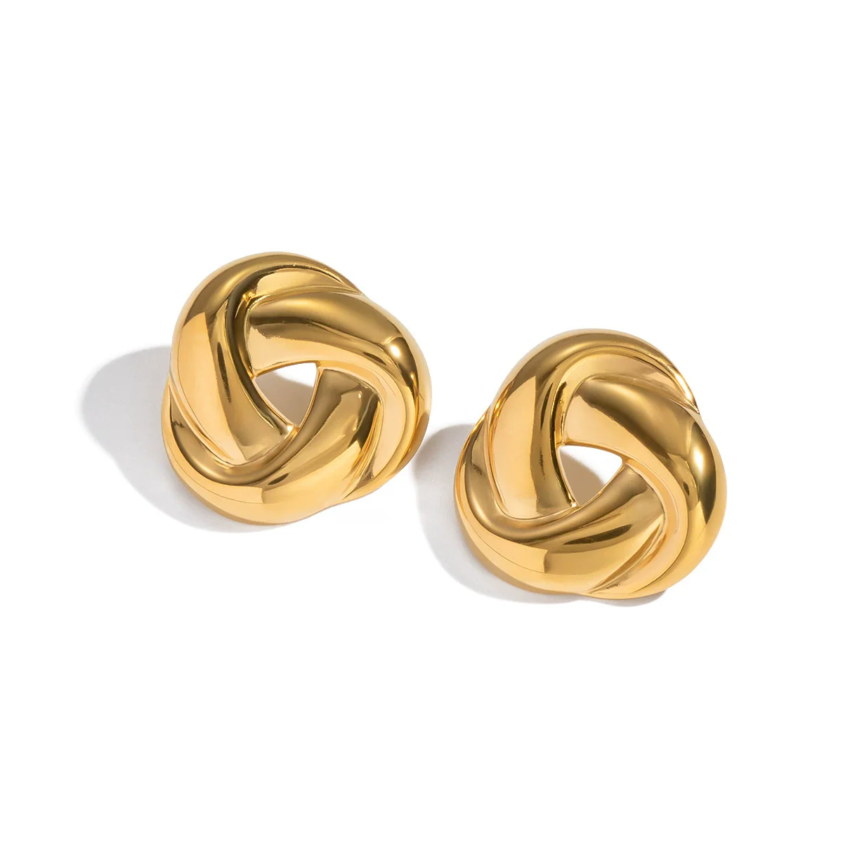 Wholesale Stainless Steel Geometric Spiral Pvd Furnace Vacuum Real Gold Plated Earrings For Women - Image 5
