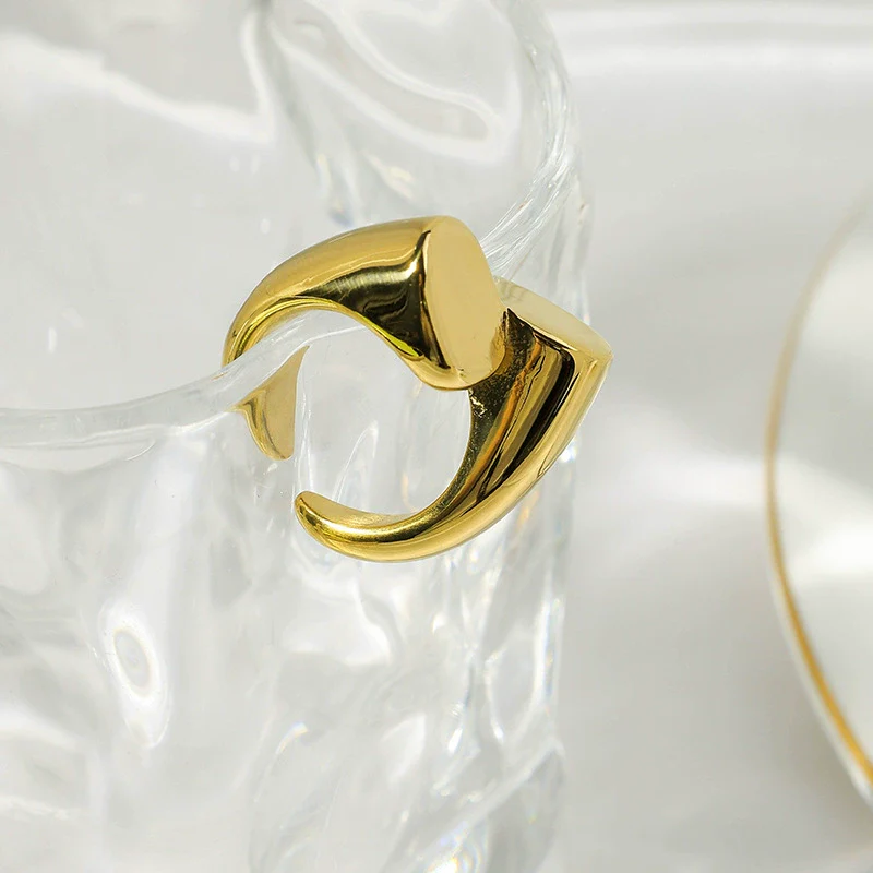 Wholesale Stainless Steel Geometric Sshaped Hollow Fashion Women's Opening Ring With Electroplating - Image 2