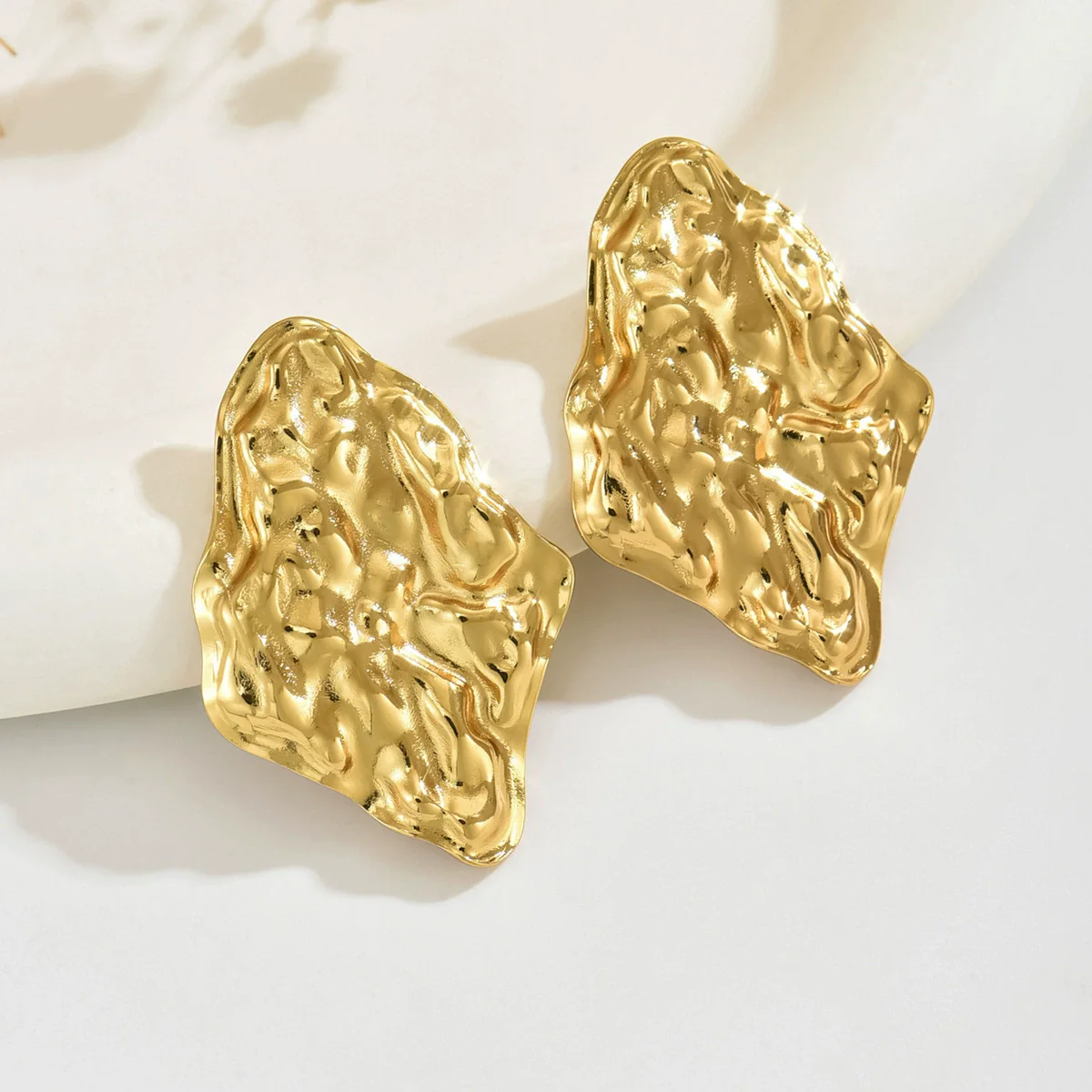 Wholesale Stainless Steel Geometric Stamped Pleated Earrings For Women Medieval Style
