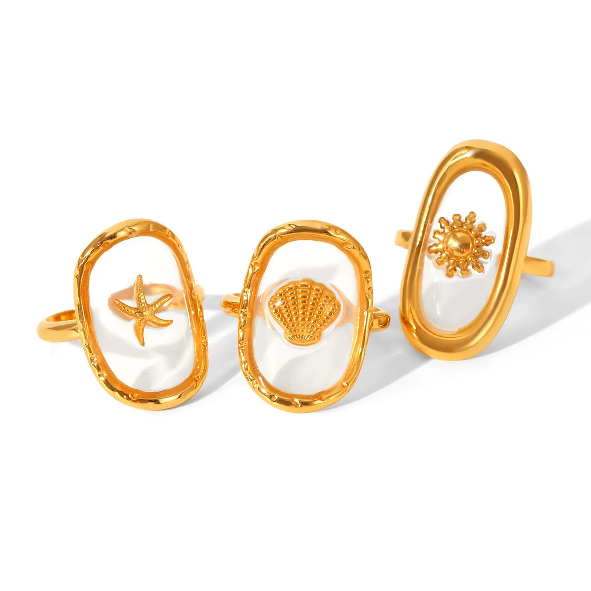 Wholesale Stainless Steel Geometric Star Pattern Glue Process Open Ring Jewelry For Women - Image 4
