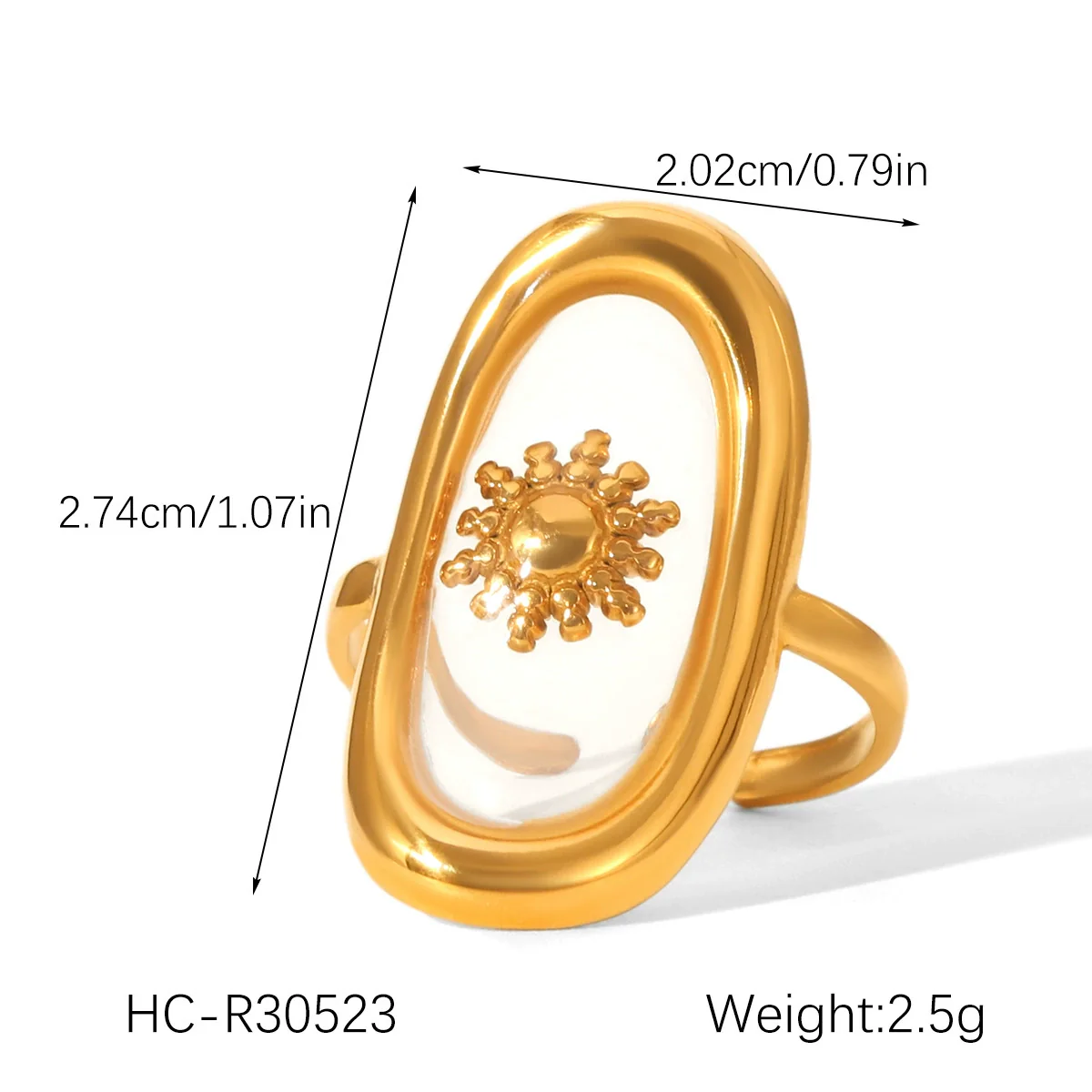Wholesale Stainless Steel Geometric Star Pattern Glue Process Open Ring Jewelry For Women - Image 5