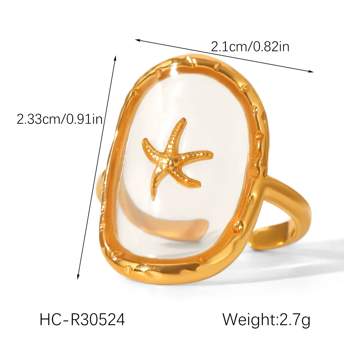 Wholesale Stainless Steel Geometric Star Pattern Glue Process Open Ring Jewelry For Women - Image 7