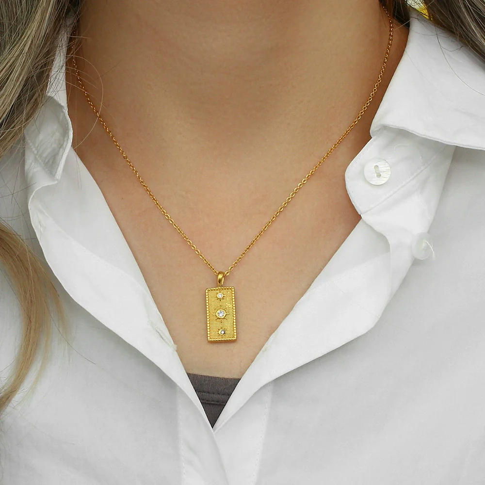 Wholesale Stainless Steel Geometric Sun Plaid Electroplated Pendant Necklace Jewelry - Image 4