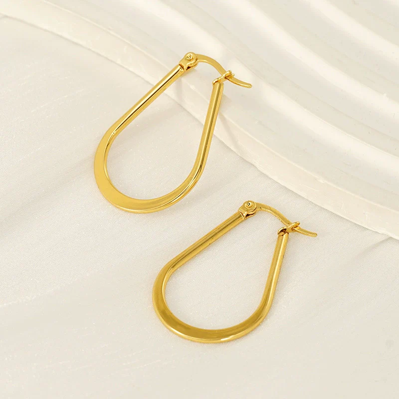 Wholesale 316L Stainless Steel Geometric U Shaped Electroplated Earrings For Women - Image 3