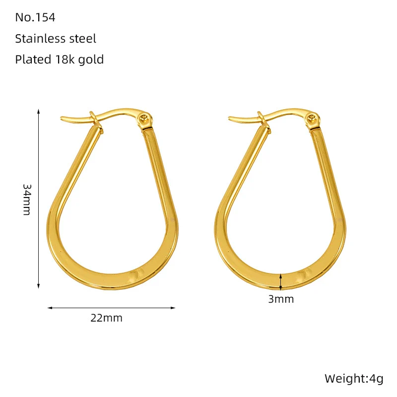 Wholesale 316L Stainless Steel Geometric U Shaped Electroplated Earrings For Women - Image 6