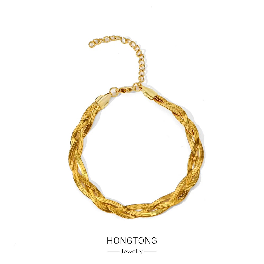 Wholesale Stainless Steel Geometric Woven Blade Bracelet Electroplated For Women And Unisex