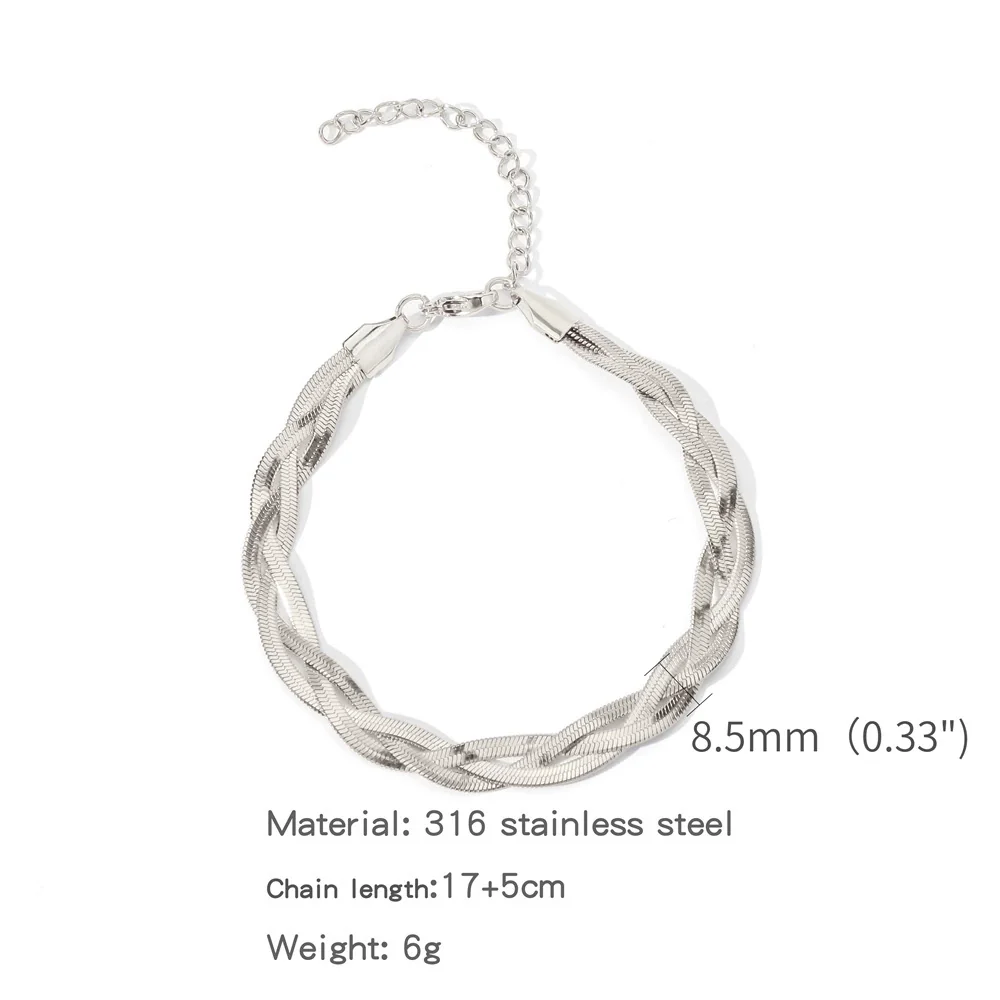 Wholesale Stainless Steel Geometric Woven Blade Bracelet Electroplated For Women And Unisex - Image 7