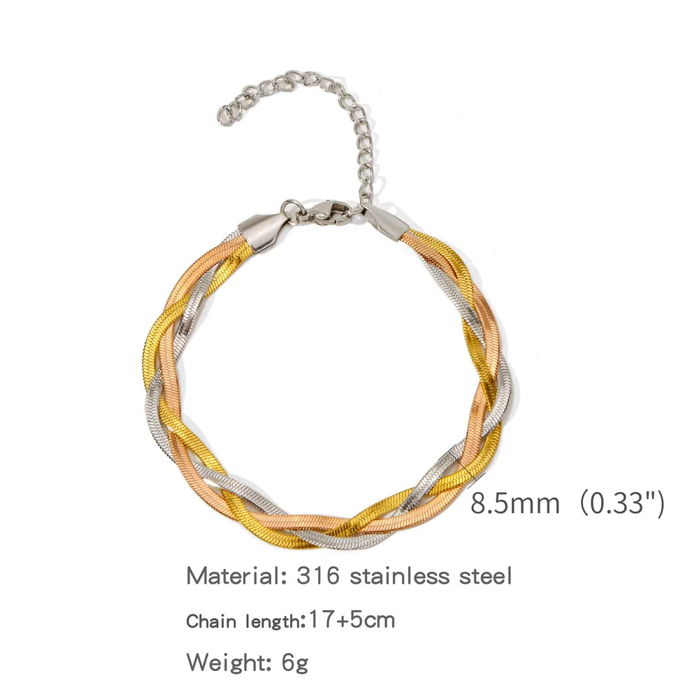 Wholesale Stainless Steel Geometric Woven Blade Bracelet Electroplated For Women And Unisex - Image 8
