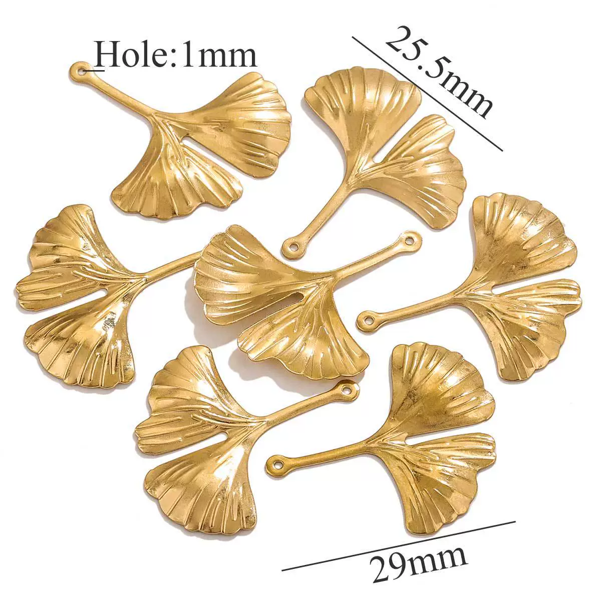 Wholesale Stainless Steel Ginkgo Leaf And Small Flower Antique Style Electroplated Earrings And Headwear Accessories Pendant - Image 9