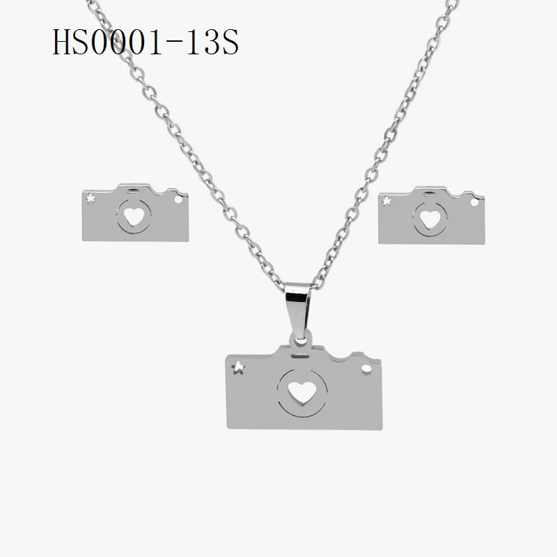 Wholesale Stainless Steel Gold Earrings Necklace Set With Bear Pattern Pendants And Ochain Electroplated With Letters Numbers Text Design - Image 14