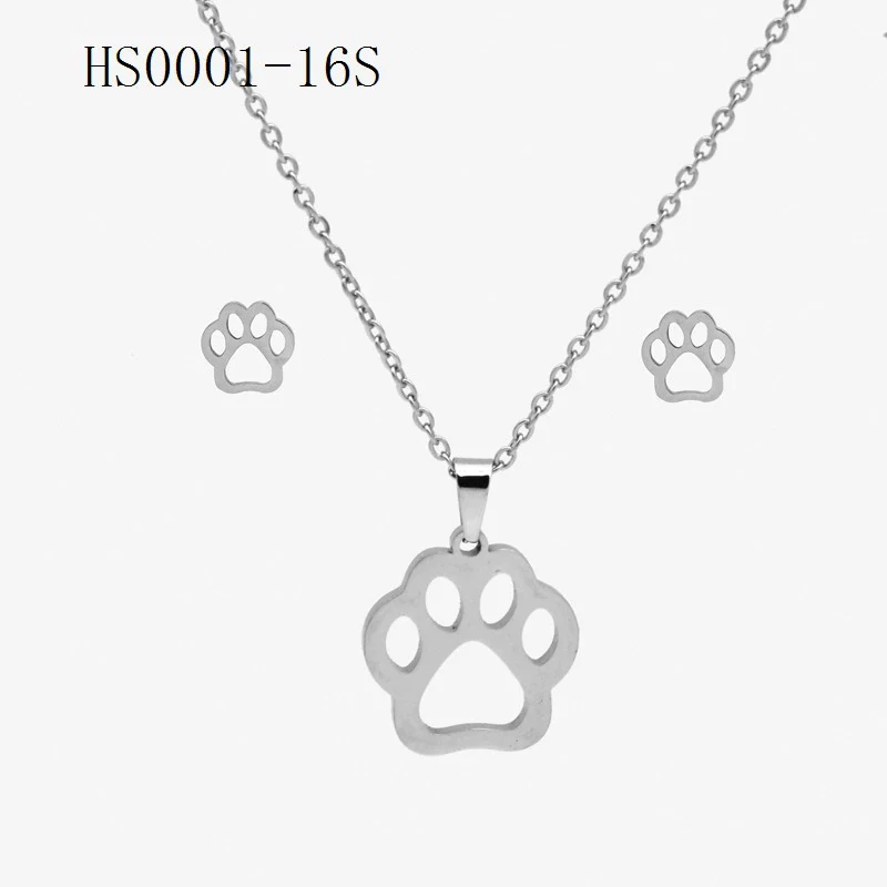 Wholesale Stainless Steel Gold Earrings Necklace Set With Bear Pattern Pendants And Ochain Electroplated With Letters Numbers Text Design - Image 17
