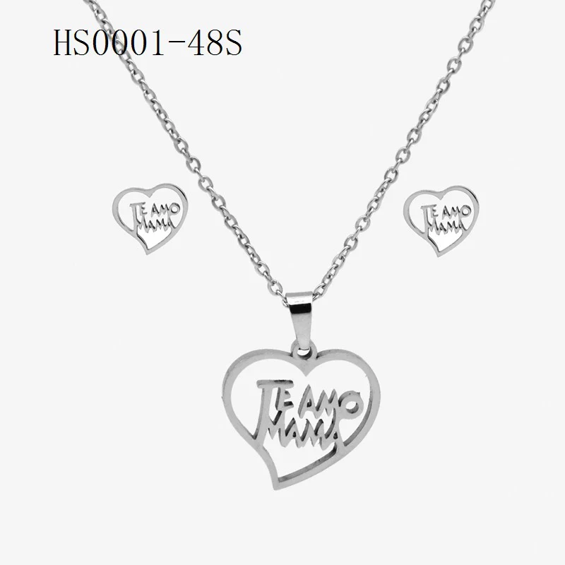 Wholesale Stainless Steel Gold Earrings Necklace Set With Bear Pattern Pendants And Ochain Electroplated With Letters Numbers Text Design - Image 47