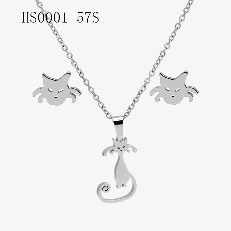 Wholesale Stainless Steel Gold Earrings Necklace Set With Bear Pattern Pendants And Ochain Electroplated With Letters Numbers Text Design - Image 55