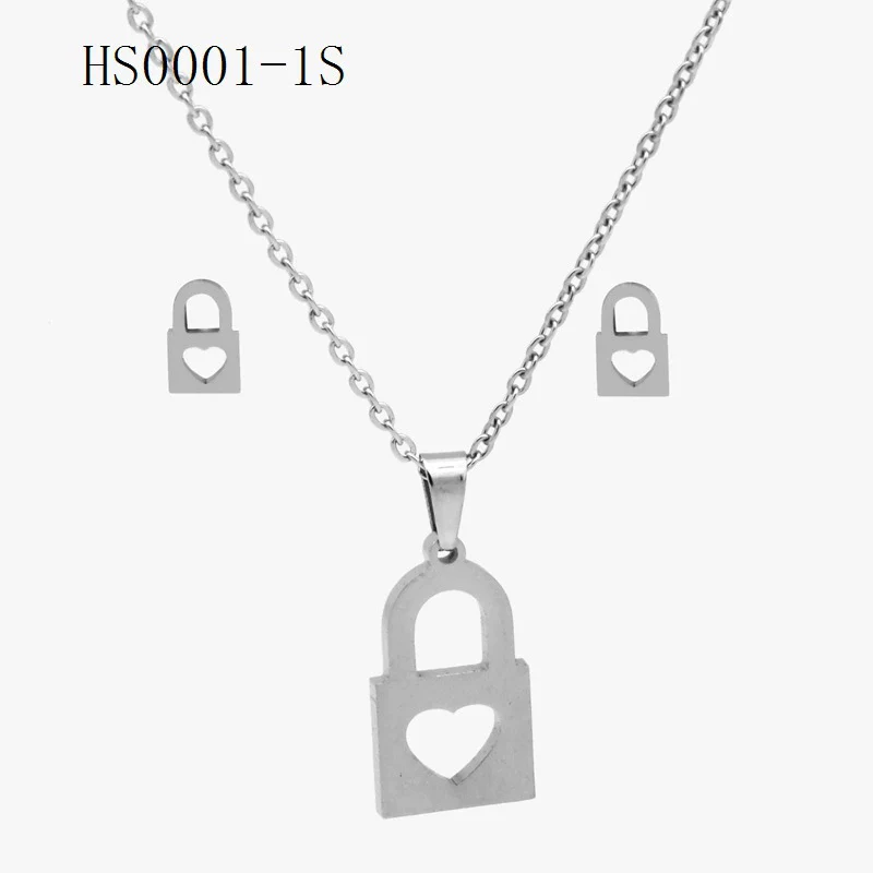 Wholesale Stainless Steel Gold Earrings Necklace Set With Bear Pattern Pendants And Ochain Electroplated With Letters Numbers Text Design - Image 6