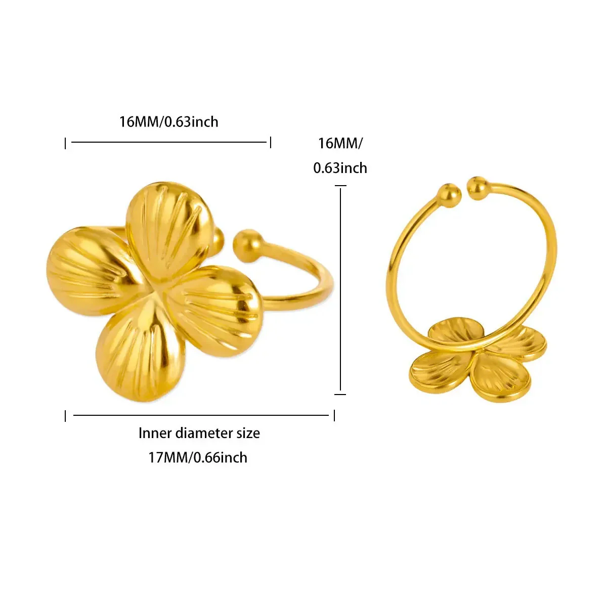 Wholesale Stainless Steel Gold Electroplated Crown Pattern Hollow Petal Multilayer Ring For Women - Image 8