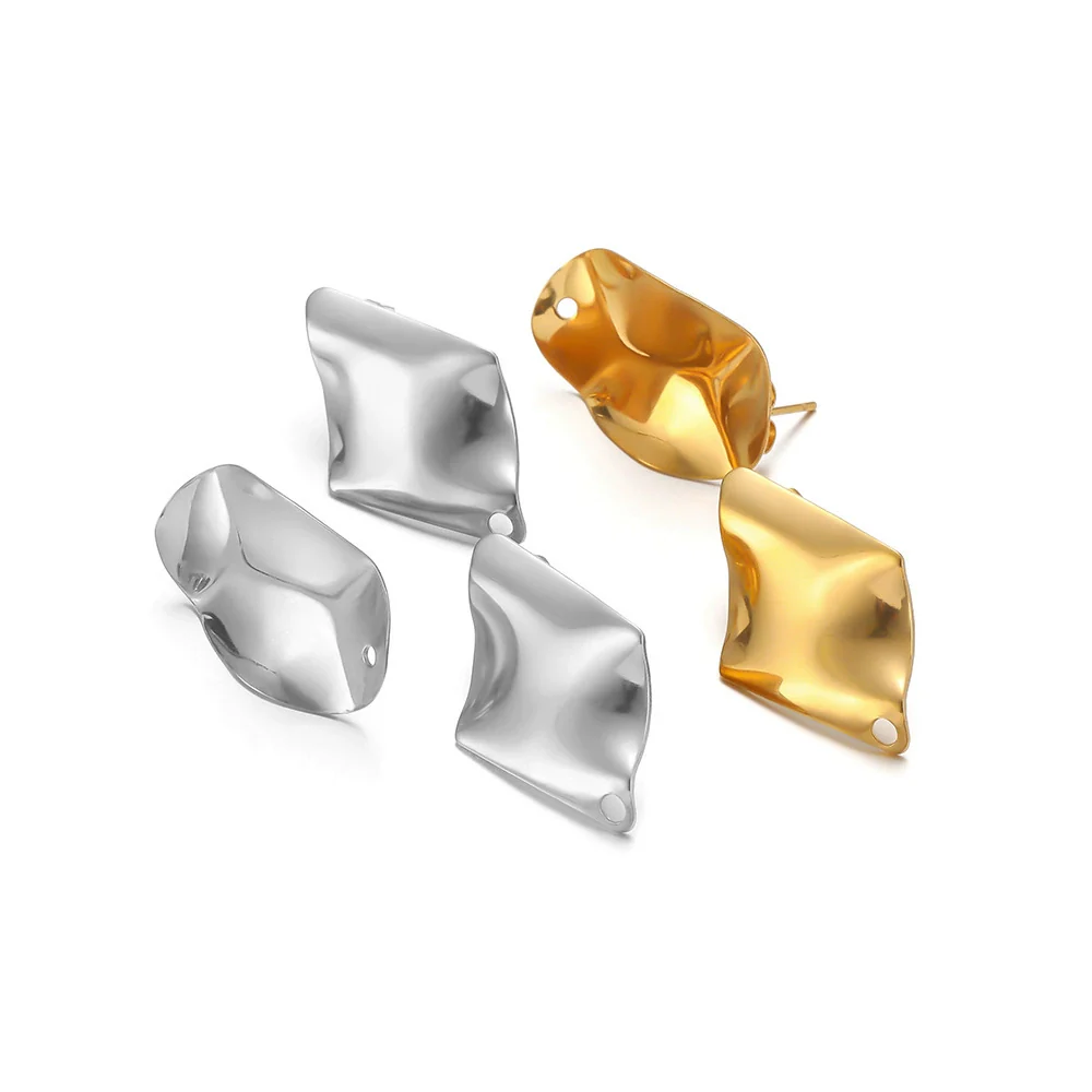 Wholesale Stainless Steel Goldplated Concave Oval Diamond Exaggerated Geometric Earrings Accessories - Image 5