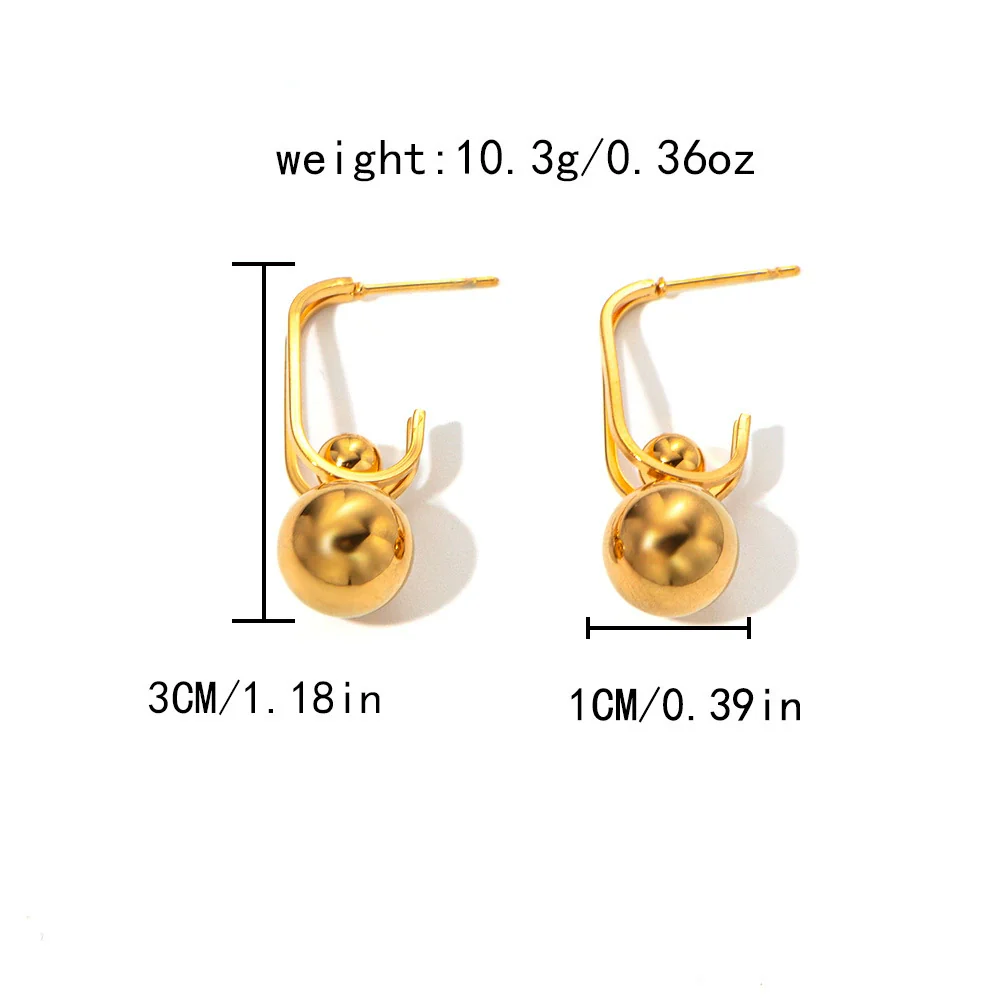 Wholesale Stainless Steel Goldplated Geometric Square Ball Gourd Shape Earrings For Women - Image 6